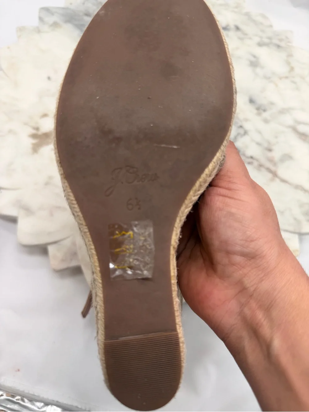 J.Crew Gold Metallic Suede Ankle Strap Espadrille Wedge Sandals Women Size 6.5